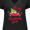 thumbnail image 4 of Inktastic Merry Christmas Ya'll with Red Car and Tree Women's Plus Size V-Neck T-Shirt, 4 of 5