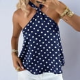 thumbnail image 5 of FAHUOMU Women's Halter Tops Sleeveless Polka Dot Backless Tie Front Summer Blouses Solid Color Lightweight Breathable Fashion Tunics, 5 of 7
