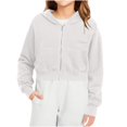thumbnail image 2 of YOUYEDIAN Cropped Jacket for Girls Long Sleeve Fleece Hoodie Casual Fashion Hooded Coats, 2 of 5