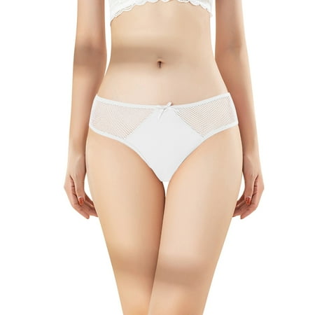 

Pgeraug underwear women Ice Silk Panties Fun Hollow Fishnet Thong Panties sports bras for women White