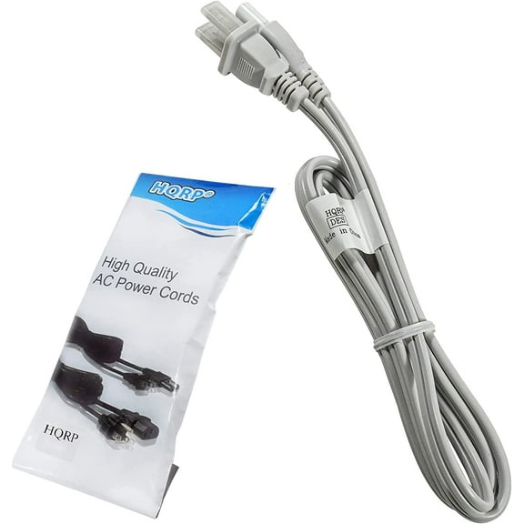 HQRP AC Power Cord Compatible with Panasonic DMPBDT110 DMPBDT220 DMPBDT225 SABTT490 DMPBBT01 Blu-Ray Disc Player Mains Cable, White