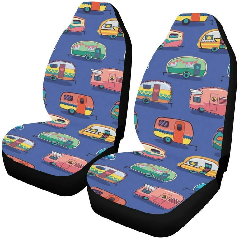 FMSHPON Set of 2 Car Seat Covers Cute Little Camper Trailers Universal Auto  Front Seats Protector Fits for Car,SUV Sedan,Truck