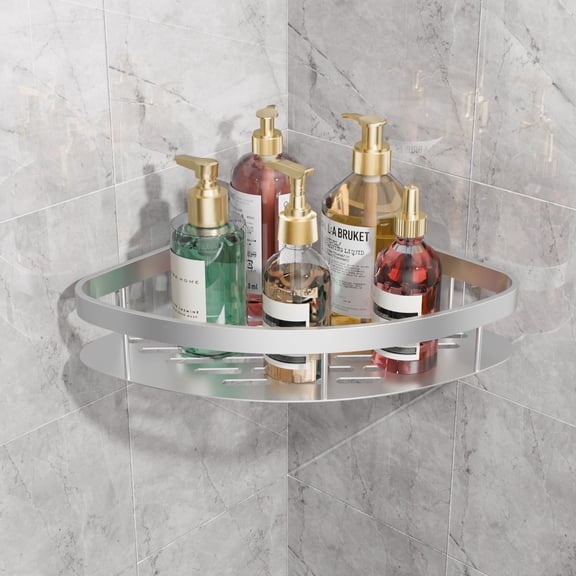DKLYHW Adhesive Corner Shower Caddy, No Drilling Bathroom Shower Shelves, Large Capacity Wall Mount Rustproof Premium Organizer