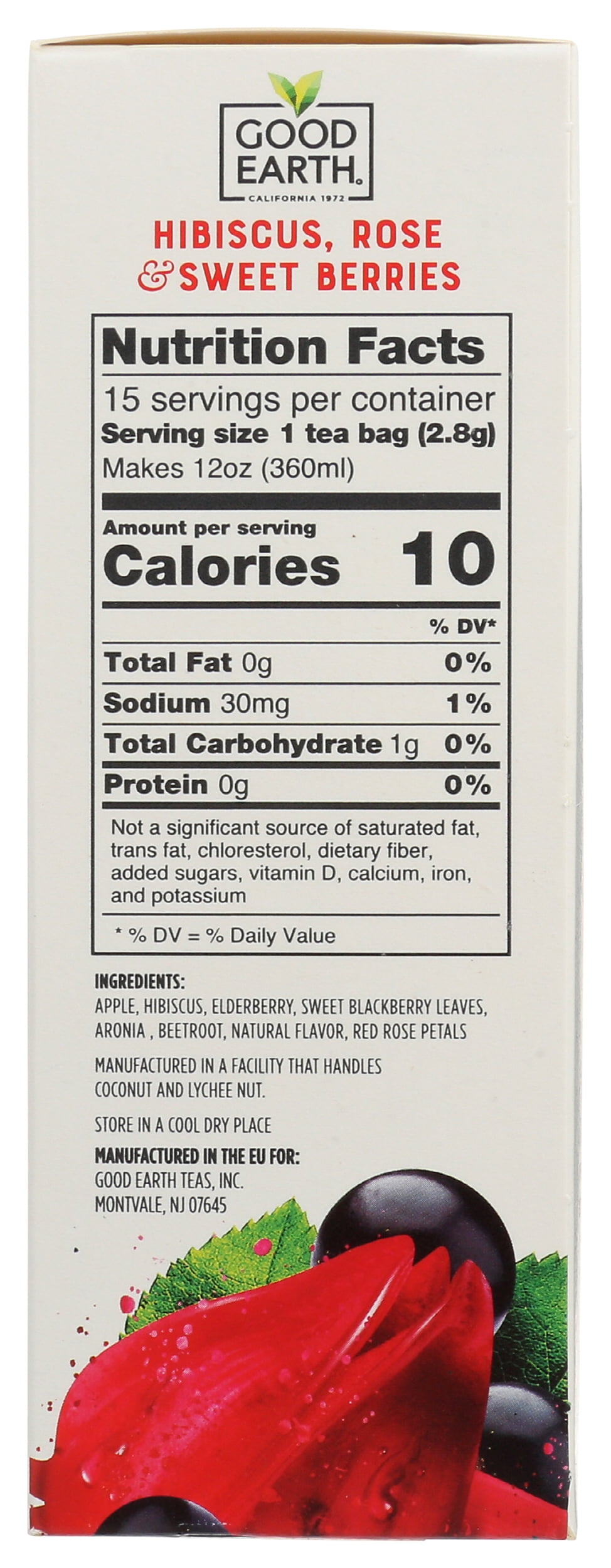 Pack of 5, Good Earth Hibiscus, Rose & Sweet Berries Tea, 1.48 oz​