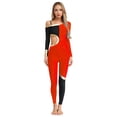 thumbnail image 1 of Moggemol Womens' Long Sleeve Unitard Gymnastics Ballet Dance Bodysuit Metallic Color Block Jumpsuit Red S, 1 of 5
