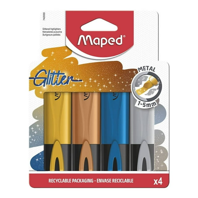 Paquete de Marcadores Maped Fluo'Peps Glitter Metal 4 pzas