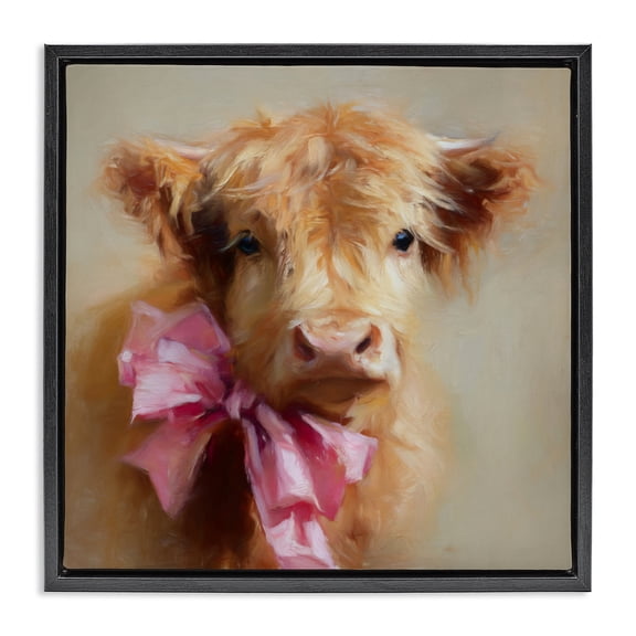 Stupell Industries Little Highland Sweetheart Black Framed Floater Canvas Wall Art, design by Tina LeCour