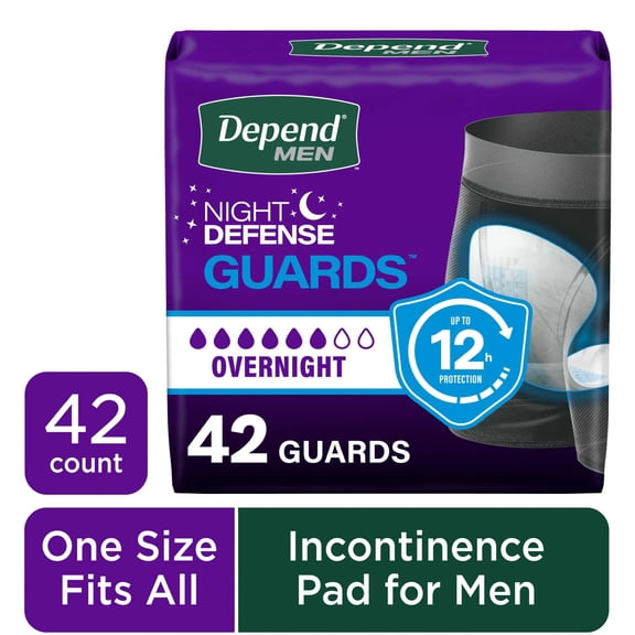 Depend Guards Incontinence Pads for Men, Overnight Absorbency, 42 Count