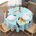 thumbnail image 3 of Cartoon Dog Round Tablecloth 60"x60",Wrinkle Wipeable Table Cloth for Kitchen Dining Room Picnic Patio Party, 3 of 6