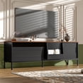 thumbnail image 2 of U-Can Mid-Century Modern TV Console - 70.8'' Entertainment Center for 75" TVs with Sliding Doors, Adjustable Shelves & Metal Frame, Space-Saving Storage TV Stand, 2 of 27