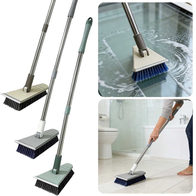 Floor Brush Triangular Pool Cleaning Brush Khaki Detachable Rotatable Extendable Handle Removable Floor Brush for Tiles Glass Grout Hard to Reach Corners(1Pc) by JASKFLY