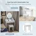 thumbnail image 4 of Topbuy Vanity Table Makeup Dresser Desk w/LED Light Drawers & Stool White, 4 of 9