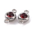 thumbnail image 3 of 50 pc 304 Stainless Steel Rhinestone Links Connectors Flat Round Stainless Steel Color Siam 12x6.5x4mm Hole: 2mm, 3 of 3