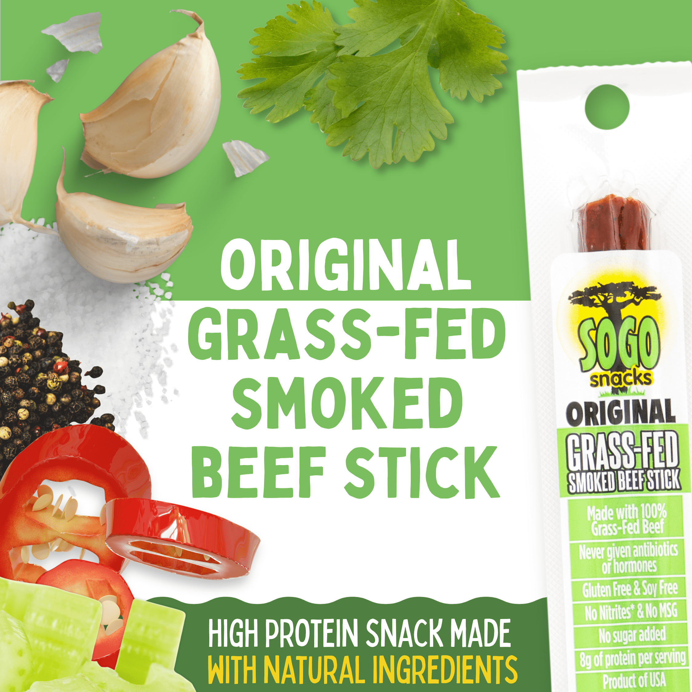 100% Grass-Fed, Paleo, Whole30 and Keto Friendly Beef Sticks: MSG, Gluten and Soy Free, Never Given Antibiotics or Hormones (Original Flavor, 12-Count, 1-oz Stick)