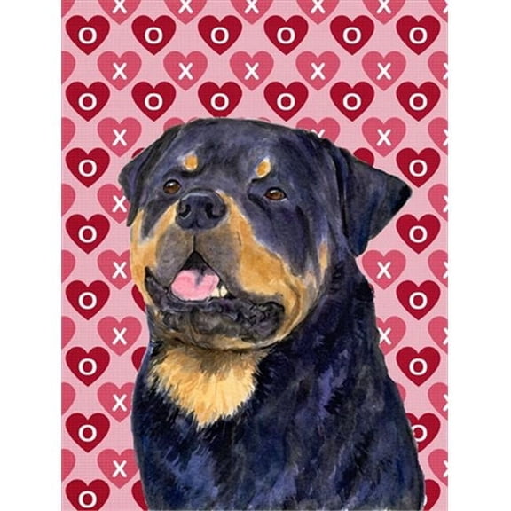 11 x 15 In. Rottweiler Hearts Love And Valentines Day Portrait Flag, Garden Size