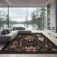 thumbnail image 2 of ODIKA 8'x10' Washable Area Rug Black Pink Mystical and Floral Design Enigmatic Motifs with Cats, Moons, Symbols for Living Room, Under Sectional, Family , Durable, Non-Slip, 2 of 7