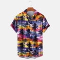 thumbnail image 2 of YABCSAZ Casual Men's T Shirt Fashion Print Soft Longline Button Lapel Shirt Tops Loose Lightweight breathable Tee Outdoor Daily Vacation Beach Hippie Short Sleeve, 2 of 4