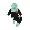 thumbnail image 1 of SUNSIOM Baby Boy Outfits, Long Sleeve Hooded Contrast Color Sweatshirt with Sweatpants  Autumn Winter Clothes Set, 1 of 8