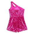 thumbnail image 6 of YiZYiF Flower Girls One Shoulder Jumpsuit Sleeveless Princess Pageant Prom Party Sequins Romper Hot Pink 6, 6 of 7