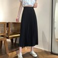 thumbnail image 3 of Quixlent Women Pleated Midi Skirt Elastic High Waist Solid Color Smooth Outline Skirt Slimming Midi Skirt Daily Wear, 3 of 7