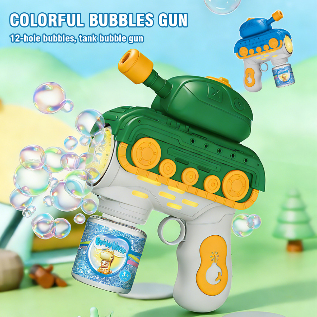 Automatic Bubble Blower for Kids, Light-Up Bubbles Machine with for Boys Girls Easter Basket Stuffers, Birthday Gifts & Outdoor Play Toys-Green