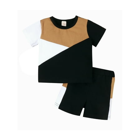 

Arvbitana 0M 6M 12M 18M 24M 3T Infant Boys Summer Clothes Outfits Contrast Color Crew Neck Short Sleeve T-Shirts and Elastic Waist Shorts 2Pcs Suit