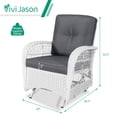 thumbnail image 6 of VIVIJASON 2-Piece Outdoor White Wicker Glider Rocking Chair, Patio Rattan Swing Glider Chairs with Cushions & Steel Frame, All-Weather Gliding Lawn Wicker Furniture for Garden Backyard Porch, Grey, 6 of 7