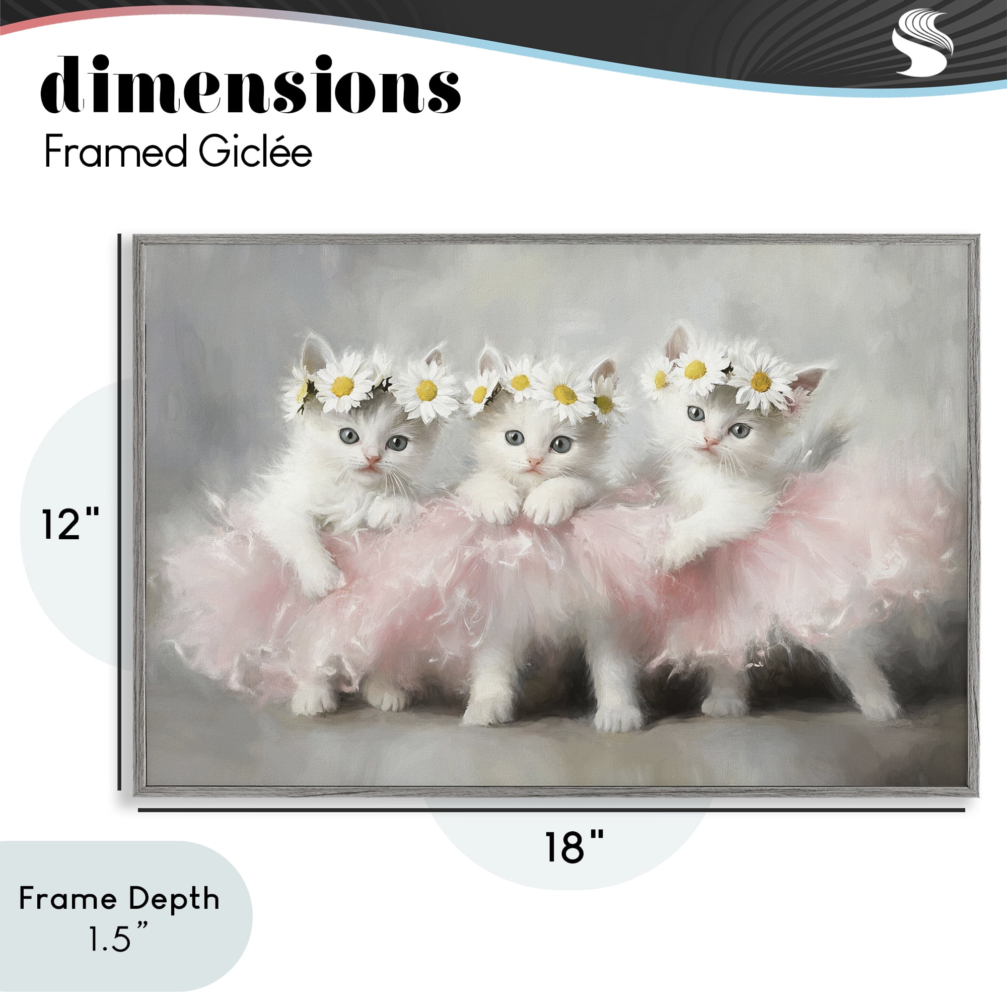 Stupell Industries Dancing Kittens in Tutus Gray Framed Giclee Art, design by Tina LeCour
