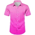 thumbnail image 4 of FNFYFH Mens Big and Tall Satin Dress Shirt Short Sleeve Button Down Shirts Wedding Party Prom Shirt, 4 of 8