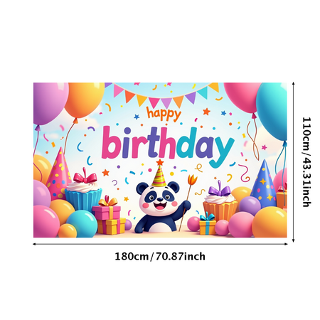 LUUFILx Panda Birthday Backdrop Banner for Kids Party Supplies Happy Birthday Decorations with Balloons and Flowers Party Decor Background Props