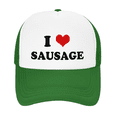thumbnail image 2 of I Heart Sausage Love Food Funny Trucker Hat Mesh Cap Unisex Green, 2 of 5