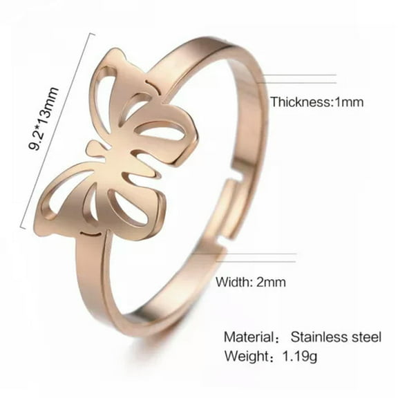 Butterfly Ring Bohemian Adjustable Stainless Steel Rings Fashion Jewelry