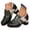 Black, variant on Women's Handmade Lambskin Oxford Loafers Shoes with Retro Ethnic Printed Style, Brock Design for Casual and Fashion Collegiate Style