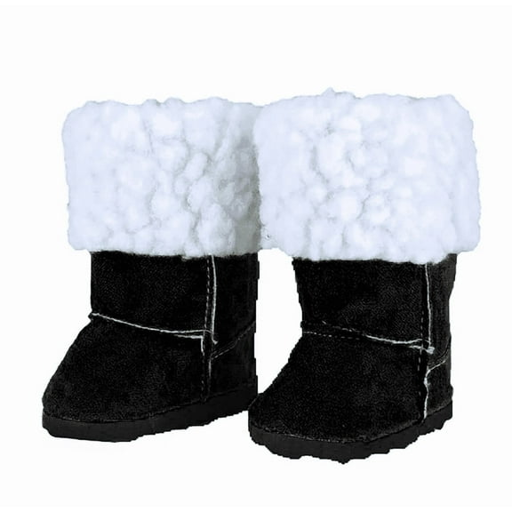 Black Boots with White Fur for 18 Inch Dolls | American Fashion World