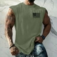 thumbnail image 2 of Men's Wide Shoulder Vest - Patriotic Printed Slimming Fitness Waistcoat - Quick-Dry Fabric for Gym Workouts, Jogging, or Patriotic Events,Army Green L, 2 of 4