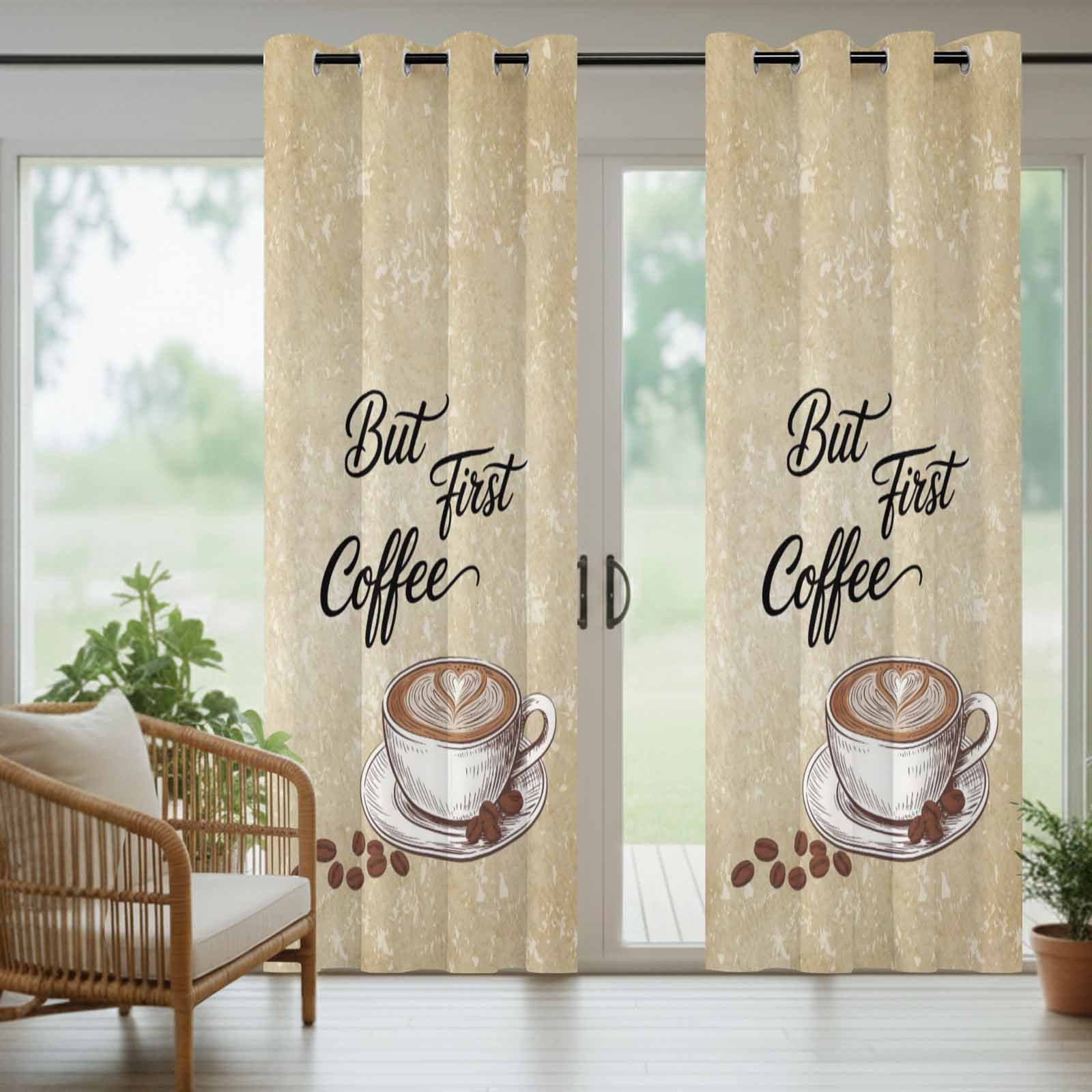 Outdoor Curtains for Patio Waterproof, Vintage Coffee Windproof Pravicy Outside Porch Blackout Curtain, Modern Farmhouse Coffees Brown Retro Sun Blocking Curtains for Cabana 2 Panels 54"x108"