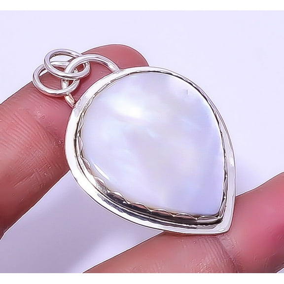 Mother Of Pearl 925 Sterling Silver Handmade Solitaire Pendant 1.95" T51, Christmas Gift, Gemstone Silver Jewelry, Mother Of Pearl Pendant, New Year S