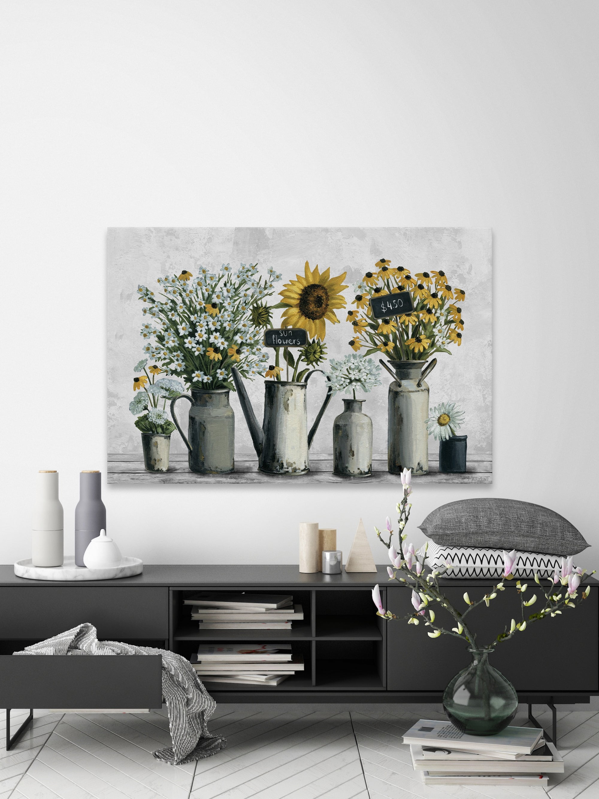 Marmont Hill Tin Can Flowers Canvas Wall Art, 16" x 24"