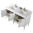 thumbnail image 3 of Fine Fixtures - Modern White 48" Bathroom Vanity Set, Satin Brass Hardware, Vitreous China Sink Top, 3 of 4