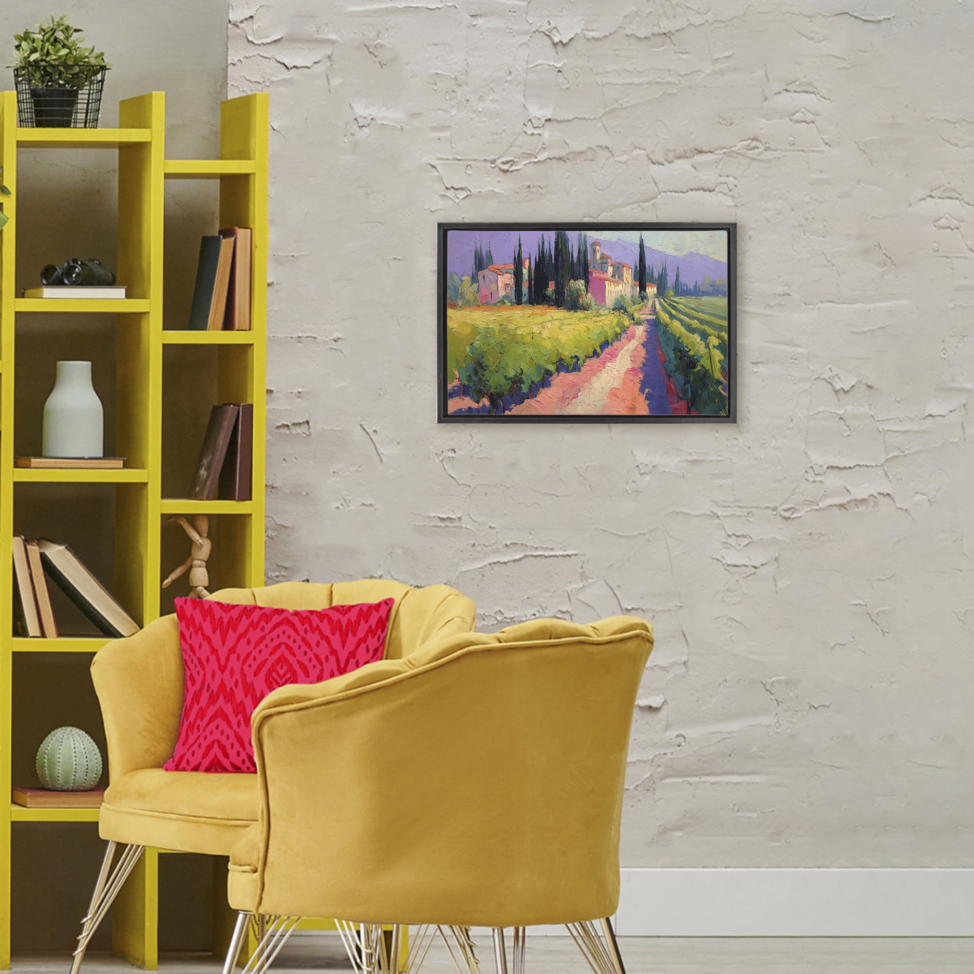 Purple Mountains Village Black Framed Floater Canvas Wall Art, design by Annabelle Hall