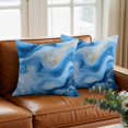 thumbnail image 3 of Abstract Marble Texture Throw Pillow Cover Gold Blue Gradient Art Cotton Linen Cushion Cover Throw Pillow Case with Invisible Zipper for Couch Sofa Bed Chair Car 26x26 Inch, 3 of 9