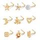 thumbnail image 2 of 9pcs Nose Studs Set Golden Stainless Steel L Shape Shiny Zircon Decoration Nose Ring Studs, 2 of 5