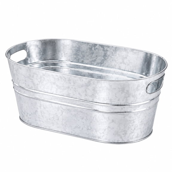 sunaoming Galvanized Oval Beverage Tub, 15L Ice Bucket with Handles