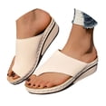 thumbnail image 1 of Dakaela Womens Leather Wedge Sandals Arch Support Orthopedic Flip Flops Non Slip Summer Walking Slides, 1 of 7