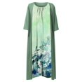 thumbnail image 3 of Robes d'Été pour Femmes 2025 Dames Deux Pièces Impression Numérique 3D Mode Manches Courtes Robe Vert Menthe m, 3 of 3