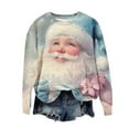thumbnail image 5 of WMTBSRSW Women Christmas Sweatshirts Plus Size S-5XL Tunic Sweatshirts Funny Santa Claus Graphic Long Sleeve Crewneck Pullover Fall Winter Holiday Party Tops Light Blue XXXXL, 5 of 5