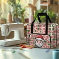 thumbnail image 4 of ZIATUBLE Christmas Santa Claus Portable Cover Tote Bag Universal Sewing Machine Supplies Organizer with 4 Bottom Rubber Pads Portable Sewing Machine Handbag Organizer with Zipper, 4 of 7