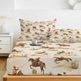 thumbnail image 6 of Twin Sze Fitted Sheet Set - Western Cowboy 2 Piece Bedding Sets 16" Deep Pocket Fitted Sheet with 1 Pillowcase, Vintage Country Horse Plants Art Brushed Microfiber Hotel Luxury Bed Sheets, 6 of 9
