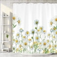 thumbnail image 2 of Spring Floral Shower Curtain, Daisy Flowers White Yellow Watercolor Botanical Plants Shower Curtain Set, Colorful Wildflower Farmhouse Cloth Shower Curtains Bathroom Accessories with 12 Hooks, 60X70in, 2 of 5