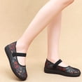 thumbnail image 4 of CHICVOMEY Casual Flats for Women Flower Embroidered Slip-On Flats Breathable Mesh Mary Jane Flats for Women Casual & Work Ballet Flats, 4 of 6